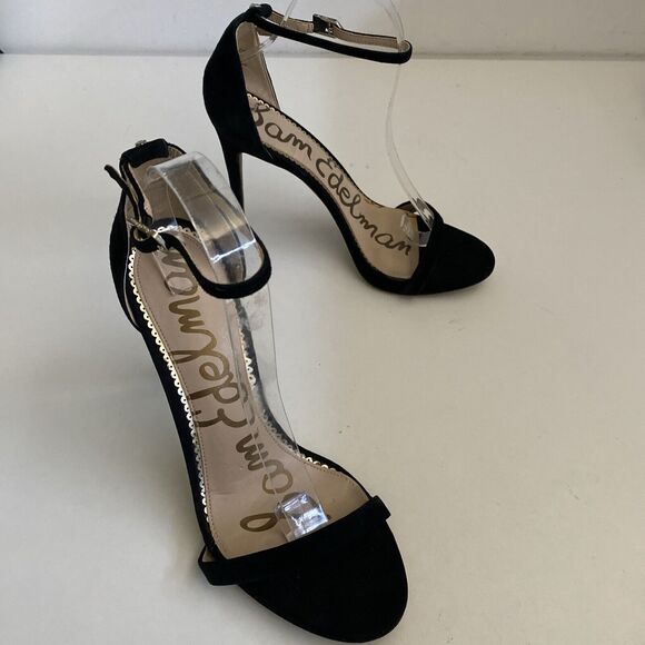 Sam Edelman Ariella Sandal Black Suede Open Toe Ankle Strap Slim Heel 10… - Picture 4 of 9